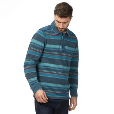 Navy striped pique rugby top
